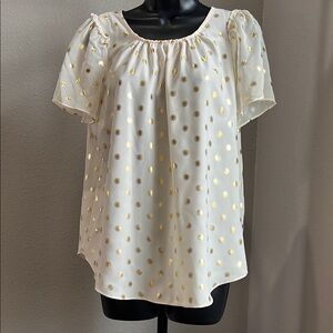Elegant White and Gold Polka Dot Women's Top